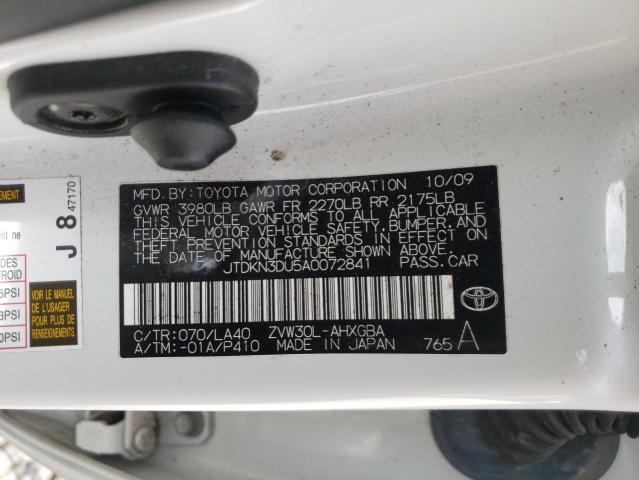 Photo 10 from auction – 2010 TOYOTA PRIUS with VIN JTDKN3DU5A0072841
