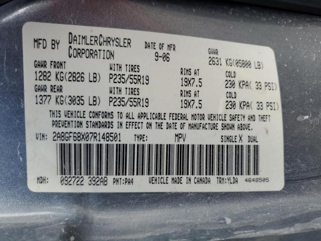 Photo 10 from auction – 2007 CHRYSLER PACIFICA T with VIN 2A8GF68X07R148501