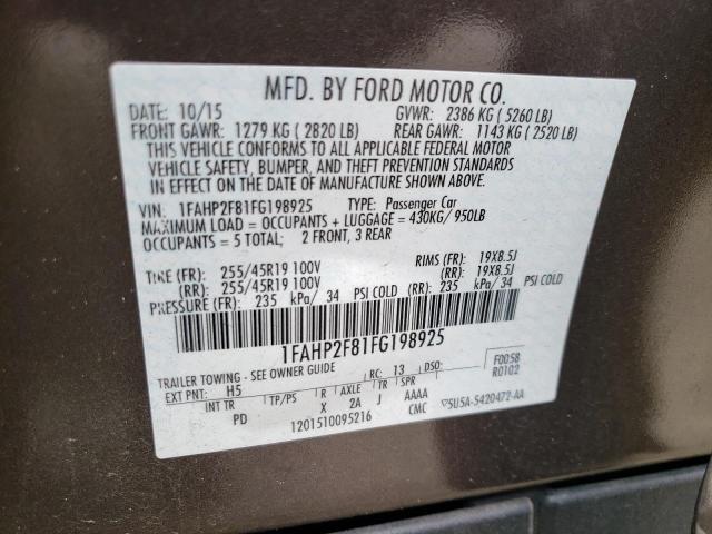 Photo 10 from auction – 2015 FORD TAURUS LIM with VIN 1FAHP2F81FG198925