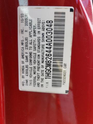 Photo 10 from auction – 2004 HONDA ACCORD EX with VIN 1HGCM82644A003048