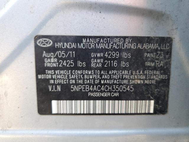Photo 10 from auction – 2012 HYUNDAI SONATA GLS with VIN 5NPEB4AC4CH350545