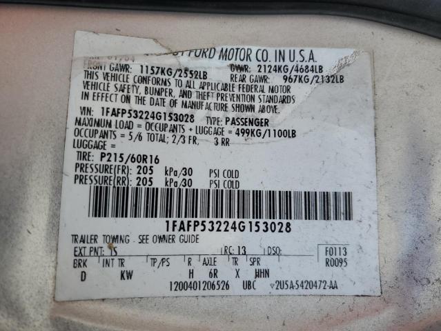 Photo 10 from auction – 2004 FORD TAURUS SE with VIN 1FAFP53224G153028