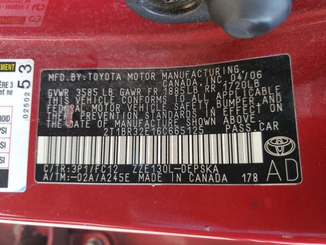 Photo 10 from auction – 2006 TOYOTA COROLLA CE with VIN 2T1BR32E16C665125