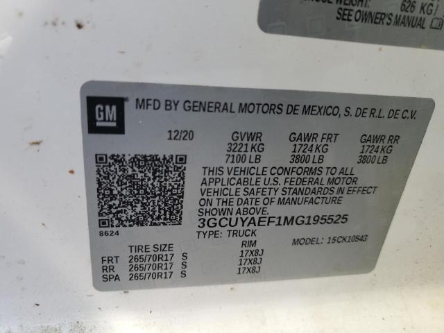 Photo 10 from auction – 2021 CHEVROLET SILVERADO with VIN 3GCUYAEF1MG195525