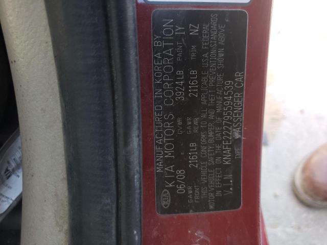 Photo 10 from auction – 2009 KIA SPECTRA EX with VIN KNAFE222795594539