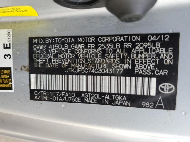 Photo 10 from auction – 2012 TOYOTA SCION TC with VIN JTKJF5C74C3043177