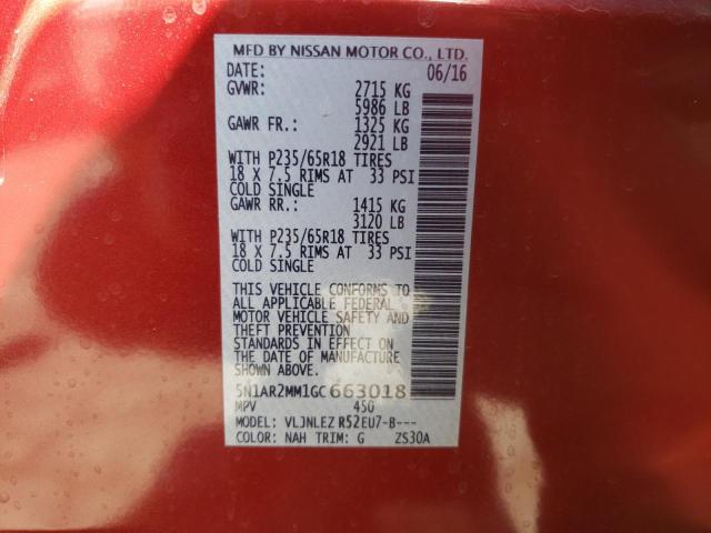 Photo 10 from auction – 2016 NISSAN PATHFINDER with VIN 5N1AR2MM1GC663018