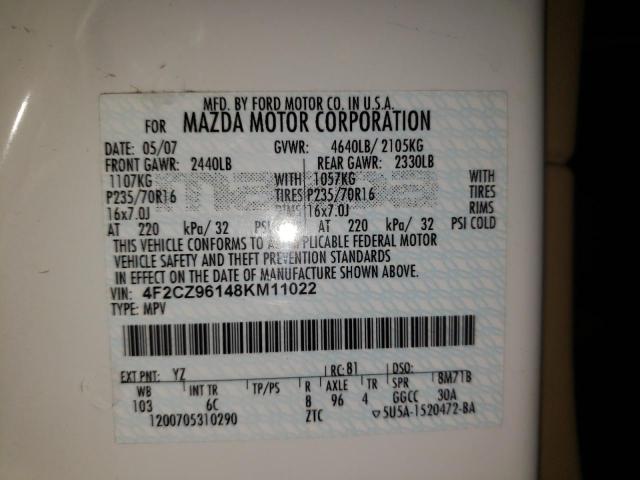 Фото 10 с аукциона – 2008 MAZDA TRIBUTE S с VIN 4F2CZ96148KM11022