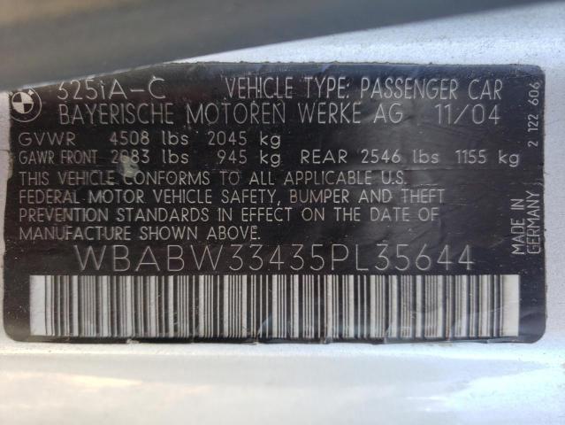 Photo 10 from auction – 2005 BMW 325 CI with VIN WBABW33435PL35644
