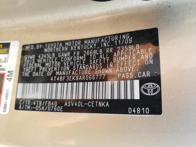 Photo 10 from auction – 2010 TOYOTA CAMRY BASE with VIN 4T4BF3EK8AR066777