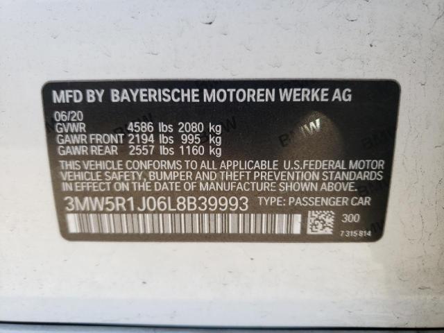 Photo 10 from auction – 2020 BMW 330I with VIN 3MW5R1J06L8B39993