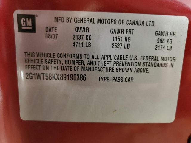 Photo 10 from auction – 2008 CHEVROLET IMPALA LT with VIN 2G1WT58KX89190386