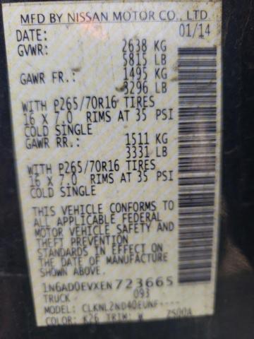 Photo 10 from auction – 2014 NISSAN FRONTIER S with VIN 1N6AD0EVXEN723665