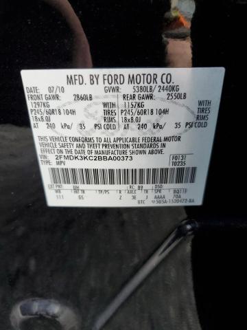 Photo 10 from auction – 2011 FORD EDGE with VIN 2FMDK3KC2BBA00373