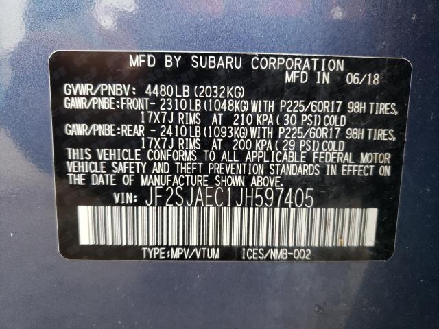 Photo 10 from auction – 2018 SUBARU FORESTER 2 with VIN JF2SJAEC1JH597405