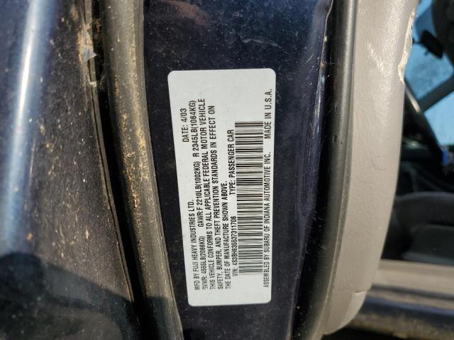 Photo 10 from auction – 2003 SUBARU LEGACY L with VIN 4S3BH635537311706