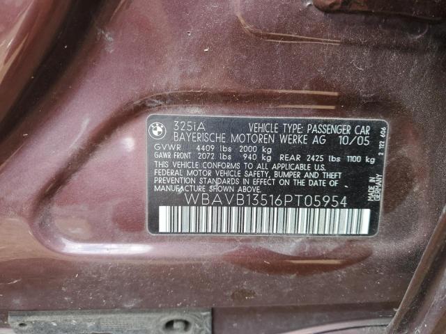 Photo 10 from auction – 2006 BMW 325 I with VIN WBAVB13516PT05954