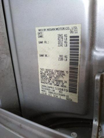 Photo 10 from auction – 2012 NISSAN ALTIMA BAS with VIN 1N4AL2AP4CC110870