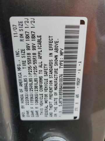 Photo 10 from auction – 2008 ACURA RDX TECHNO with VIN 5J8TB18558A010074