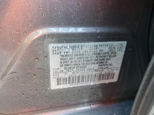 Photo 10 from auction – 2019 NISSAN SENTRA S with VIN 3N1AB7AP1KY342202