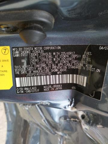 Photo 10 from auction – 2007 TOYOTA HIGHLANDER with VIN JTEEP21A070227182