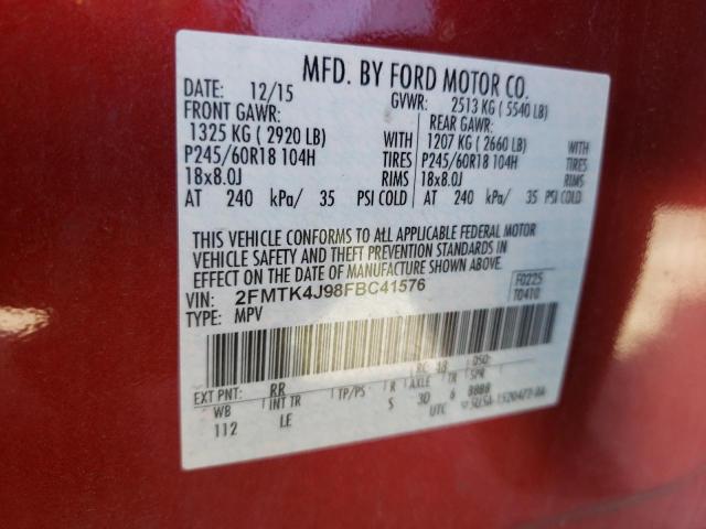 Photo 10 from auction – 2015 FORD EDGE SEL with VIN 2FMTK4J98FBC41576