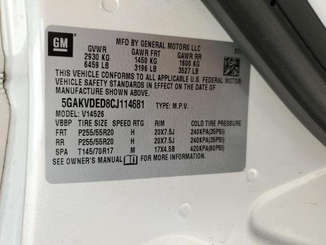 Photo 10 from auction – 2012 BUICK ENCLAVE with VIN 5GAKVDED8CJ114681