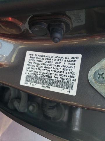 Photo 10 from auction – 2013 HONDA CIVIC LX with VIN 19XFB2F57DE231803