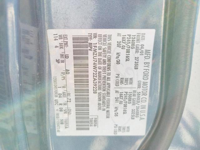 Photo 10 from auction – 2002 FORD EXPLORER E with VIN 1FMZU74W72ZA39228
