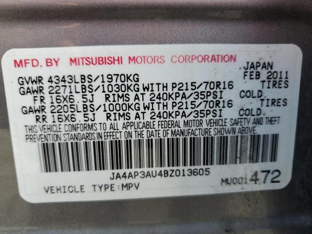 Photo 10 from auction – 2011 MITSUBISHI OUTLANDER with VIN JA4AP3AU4BZ013605