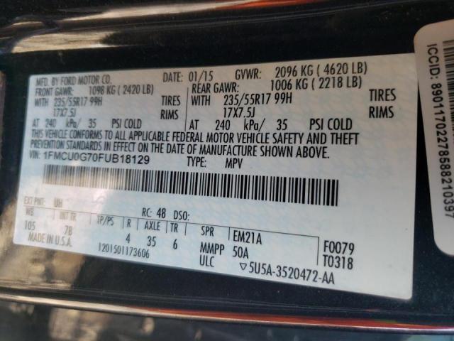 Photo 10 from auction – 2015 FORD ESCAPE SE with VIN 1FMCU0G70FUB18129