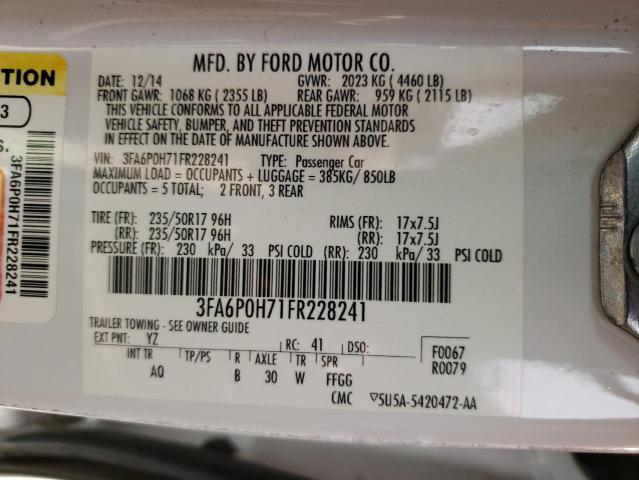 Photo 10 from auction – 2015 FORD FUSION SE with VIN 3FA6P0H71FR228241