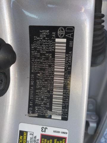 Photo 10 from auction – 2012 TOYOTA COROLLA BA with VIN 2T1BU4EE8CC869531
