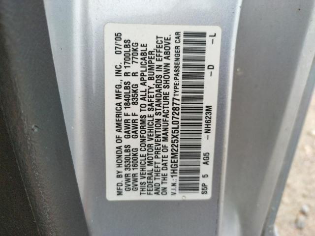 Photo 10 from auction – 2005 HONDA CIVIC LX with VIN 1HGEM225X5L072877
