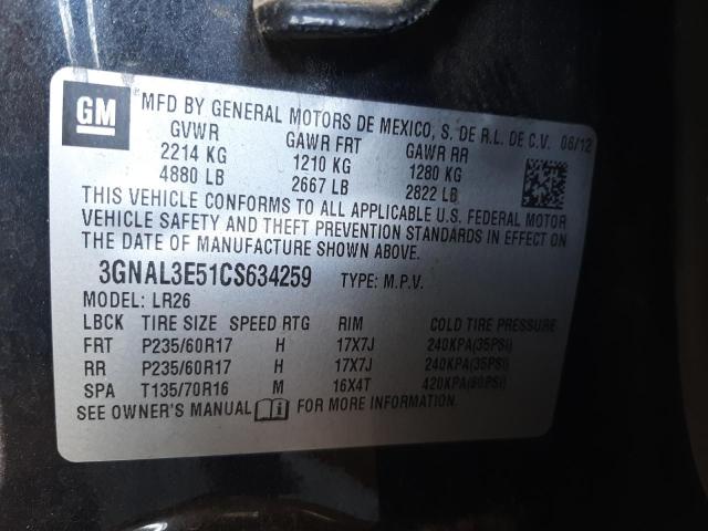 Photo 10 from auction – 2012 CHEVROLET CAPTIVA SP with VIN 3GNAL3E51CS634259