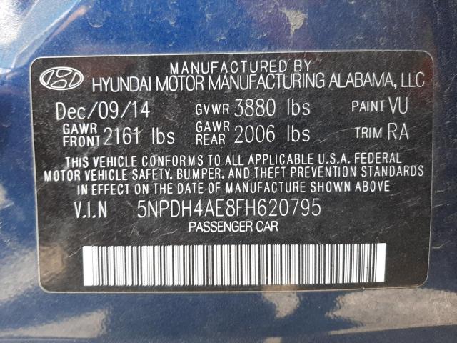 Photo 10 from auction – 2015 HYUNDAI ELANTRA SE with VIN 5NPDH4AE8FH620795