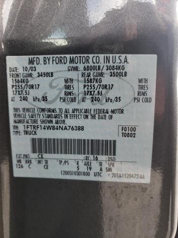 Photo 10 from auction – 2004 FORD F150 with VIN 1FTRF14W84NA76388