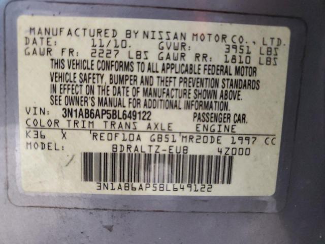 Photo 10 from auction – 2011 NISSAN SENTRA 2.0 with VIN 3N1AB6AP5BL649122