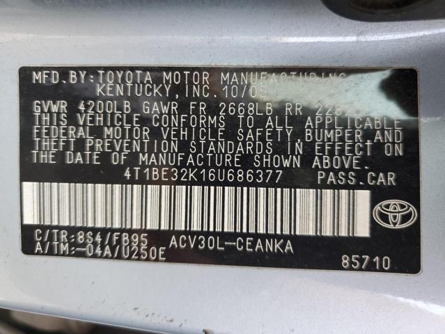 Photo 10 from auction – 2006 TOYOTA CAMRY LE with VIN 4T1BE32K16U686377
