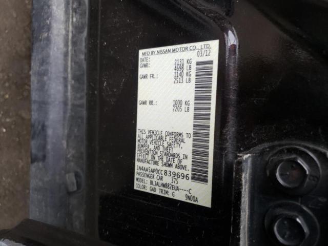 Photo 10 from auction – 2012 NISSAN MAXIMA S with VIN 1N4AA5AP0CC839696