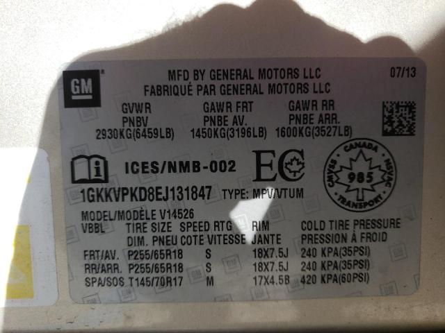 Photo 10 from auction – 2014 GMC ACADIA SLE with VIN 1GKKVPKD8EJ131847