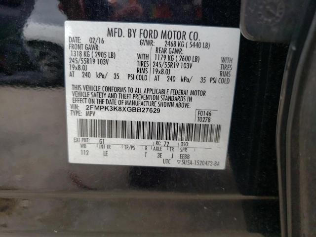 Photo 10 from auction – 2016 FORD EDGE TITAN with VIN 2FMPK3K8XGBB27629