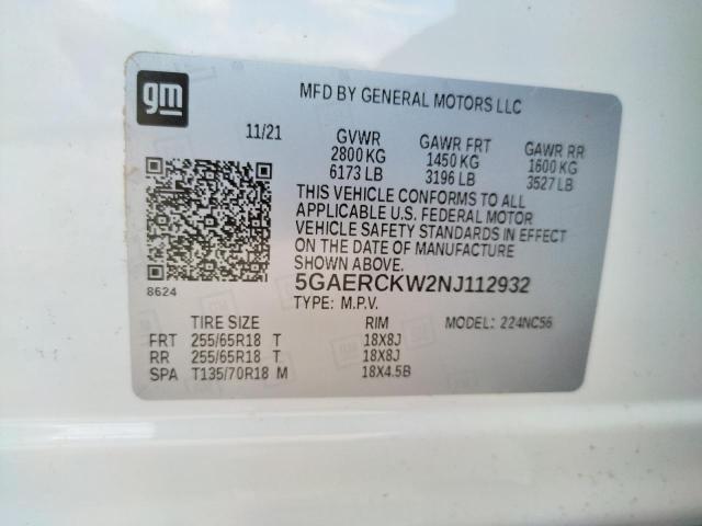 Photo 10 from auction – 2022 BUICK ENCLAVE PR with VIN 5GAERCKW2NJ112932