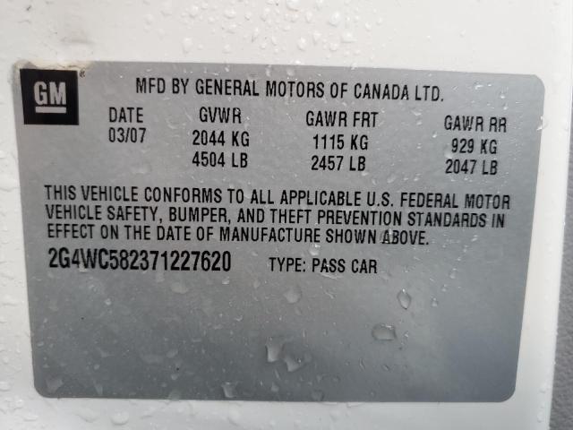 Photo 10 from auction – 2007 BUICK LACROSSE C with VIN 2G4WC582371227620