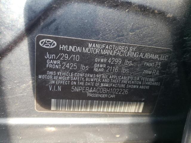 Photo 10 from auction – 2011 HYUNDAI SONATA GLS with VIN 5NPEB4AC0BH102226