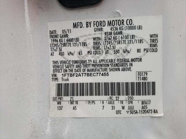 Photo 10 from auction – 2011 FORD F-250 with VIN 1FTBF2AT7BEC77455