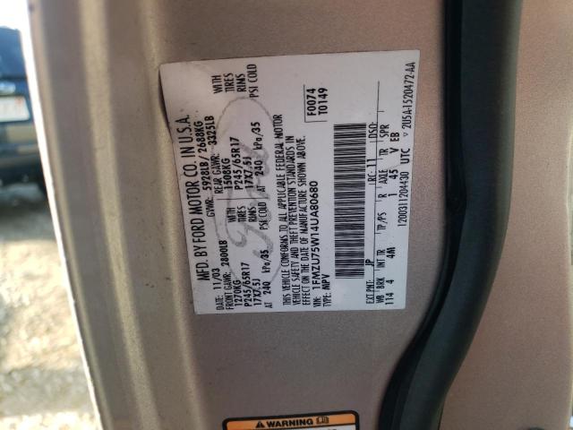 Photo 10 from auction – 2004 FORD EXPLORER L with VIN 1FMZU75W14UA80680