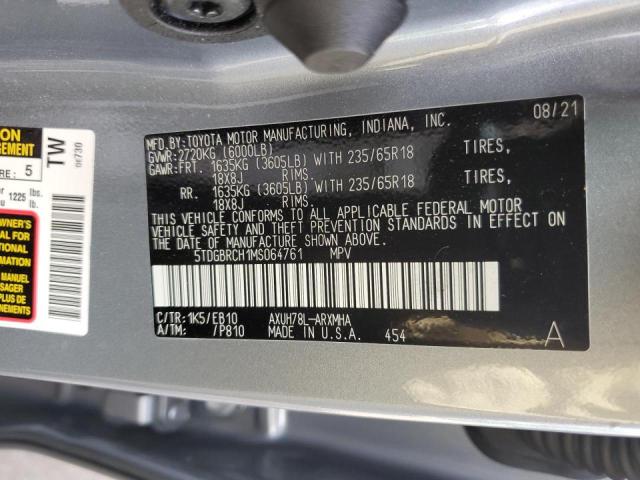 Photo 10 from auction – 2021 TOYOTA HIGHLANDER with VIN 5TDGBRCH1MS064761