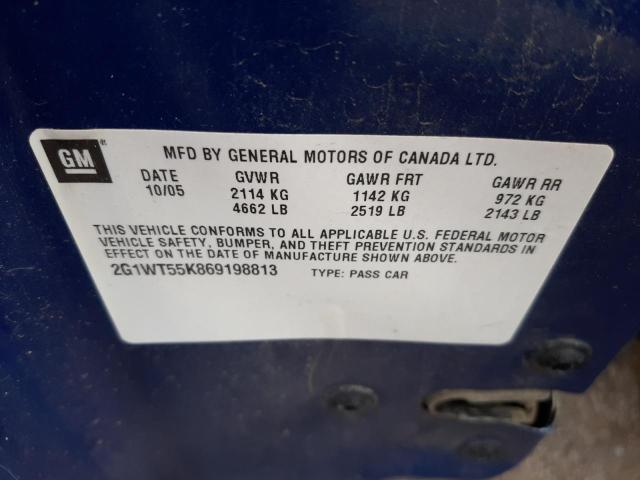 Photo 10 from auction – 2006 CHEVROLET IMPALA LT with VIN 2G1WT55K869198813