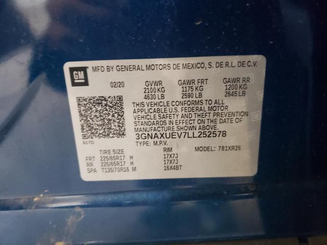 Photo 10 from auction – 2020 CHEVROLET EQUINOX LT with VIN 3GNAXUEV7LL252578
